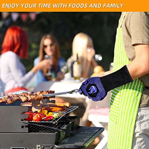 BBQ Gloves 1472F Heat Resistant Non (Blue)