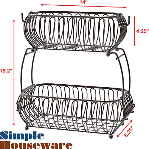 2 Tier Countertop Oblate Fruit Basket Holder (Modern Pack of 24)
