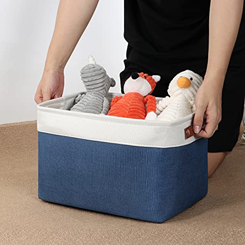 Fabric Storage Bins (White&Blue / L-15"x11"x9.5")