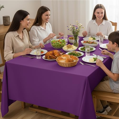 10 Pack Purple Tablecloths for Rectangle Tables (Purple / 70x120 In, 10 Pack)