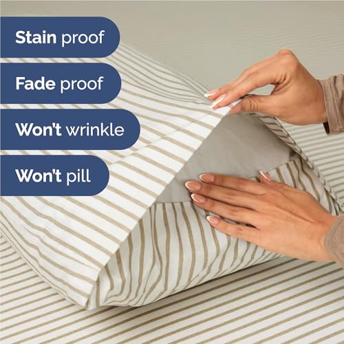 Full Size 4 Piece Sheet Set (44 - Beige Stripes 2 / Full)