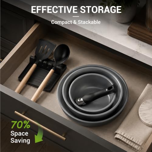 18 Piece Ceramic Pots and Pans Set Non Stick (Black)