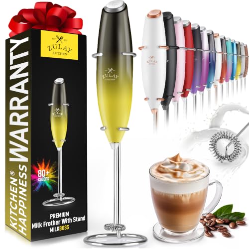 Zulay Powerful Milk Frother for Coffee with Upgraded Titanium Motor (Honey Bee / OG Frother)