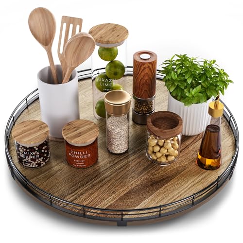Acacia Wood 18" Lazy Susan Turntable Organizer for Table Top