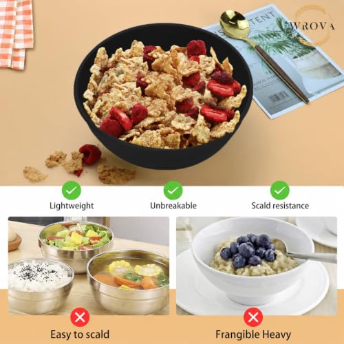 Large Cereal Bowls Set of 6 (60 oz / Black & Gray)