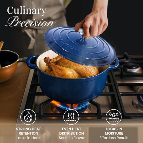 Cast Iron Pot with Lid (Dark Blue / 5-Quart - Deep)