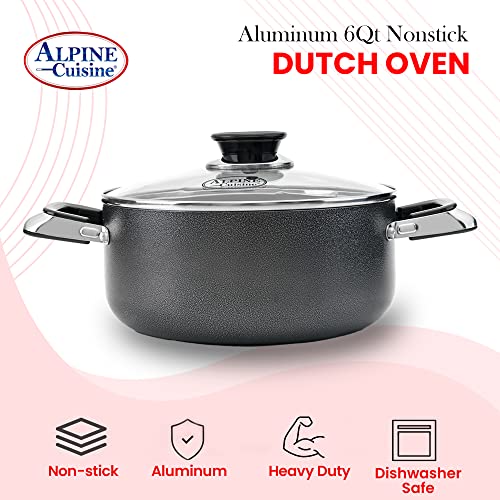 6 Quart Non stick Stock Pot with Tempered Glass Lid and Carrying Handles (6-Quart Stock Pot / Standard Packaging)