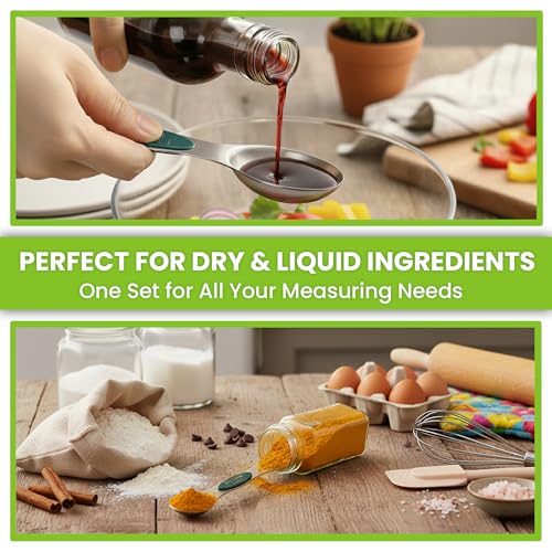 Stainless Steel Magnetic Measuring Spoons Set of 8 (Very Merry / 1-Pack)
