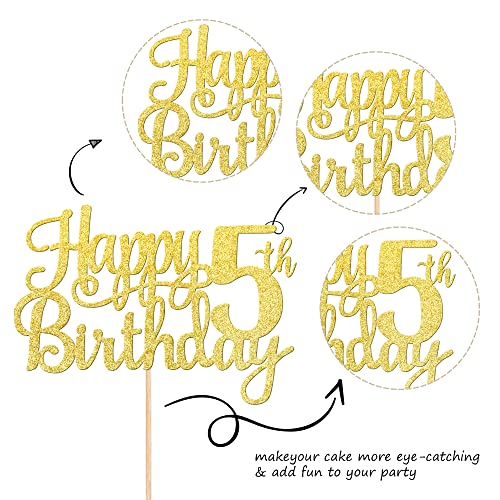 1 PCS Happy 5th Birthday Cake Topper (Gold / 5th)