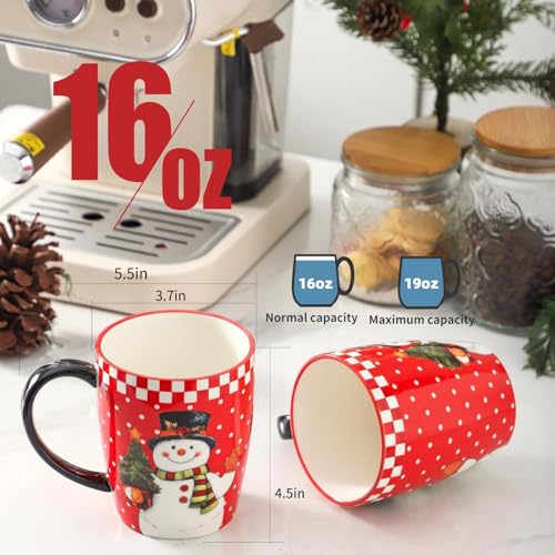 Christmas Coffee Mugs Set of 4 (Christmas Red / Set of 4)