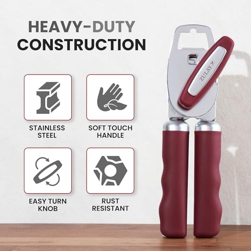 Heavy Duty Stainless Steel Can Opener Manual with Bottle Opener