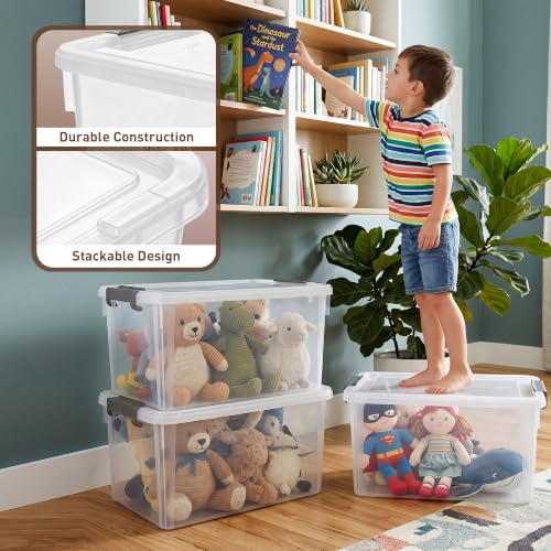2 Pack 32 QT Clear Plastic Storage Bins with Latching Lids (Clear White / 2 PCS-32 QT)