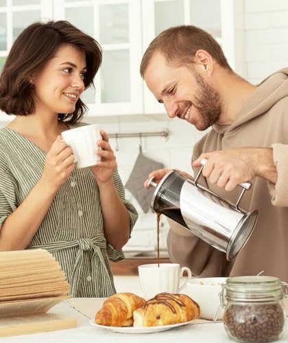 Stainless Steel French Press Coffee Maker 34 oz (D. Silver (Pack of 2))
