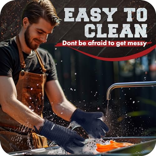 Silicone Smoker BBQ Gloves (Royal Blue / One Size Fits Most)