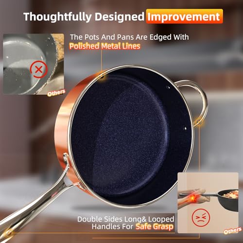 Deluxe DUXANO 14PC Healthy Pots and Pan With 9H Anti (Copper)