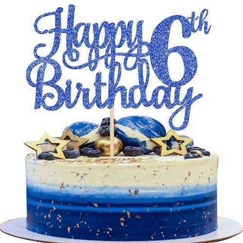 1 PCS Happy 6th Birthday Cake Topper (Blue / 6th)