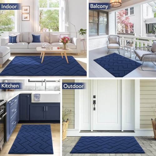 Dirt Trapper Indoor Doormat (Navy Blue / 59" x 20" (Rectangular))
