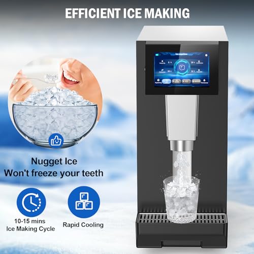 100 lbs Countertop Nugget Ice Maker Commercial with Water Dispenser