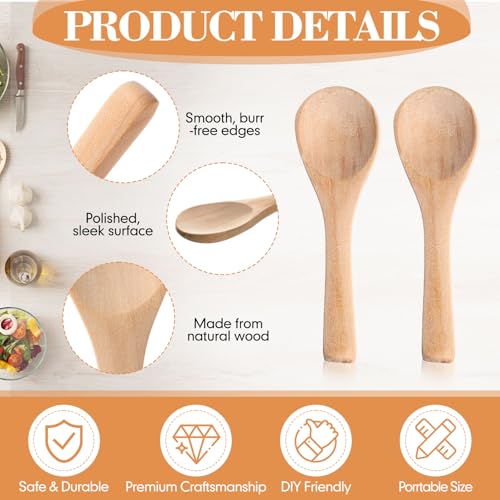 200 Pcs Small Wooden Spoons (Light Wood)