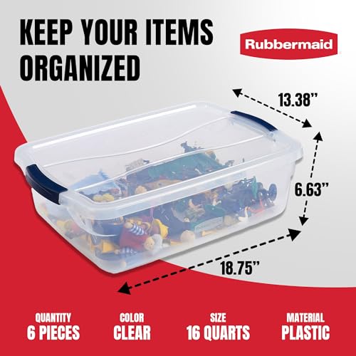 Cleverstore 17 Quart Clear Latching Waterproof Stackable Airtight Storage Containers with Durable Latching Lids (17 Qt – 6 Pack)