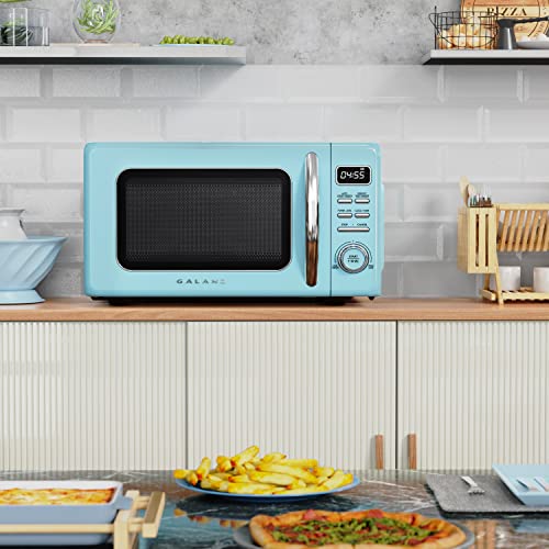 GLCMKZ11BER10 Retro Countertop Microwave Oven with Auto Cook & Reheat (Blue / 1.1 cu ft / Modern)