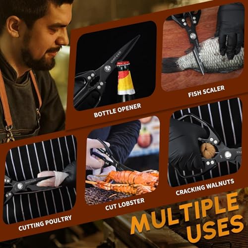 Kitchen Scissors for Food (Bright Black)
