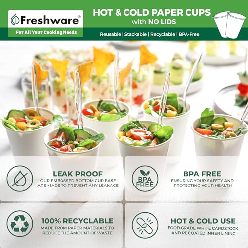 Coffee Cups 8 oz [100 Pack] Disposable Paper Cups for Hot or Iced Coffee Cup (8 oz)