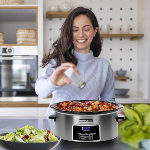 8 Quart Digital Programmable Slow Cooker with Timer (8 Quarts / Stainless Steel)