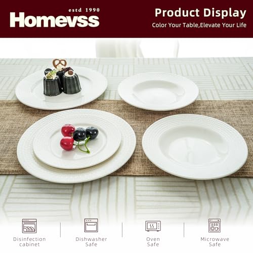HomeVss New Bone China Embossed Waves 18pc Dinnerware Set (Waves / Service for 6 - 18pc Set)