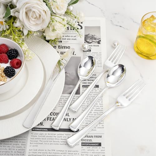 200Pcs Silver Plastic Cutlery (Cutlery Silver)
