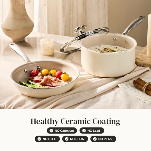 Nonstick Mini Cookware Set (Beige / 3pc Set)