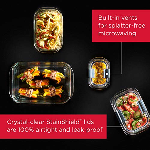 Brilliance Glass Food Storage set of 4 containers 8 total pieces (Assorted Sizes (8-Piece))