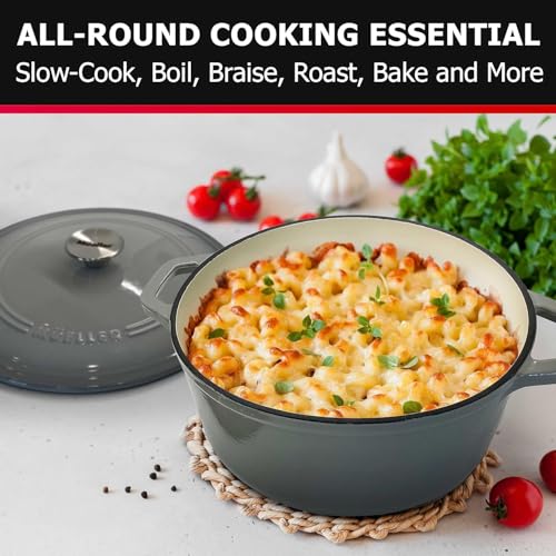 MUELLER HOME 7.5 QT Enameled Cast Iron Dutch Oven (7.5 Quart -Round / Gray)