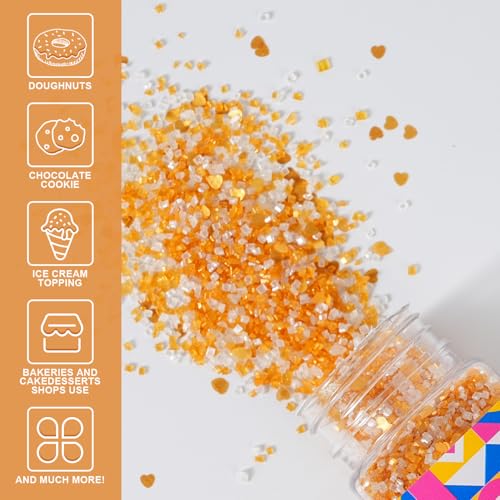 Sanding Sugar Edible Gold Hearts Glitter Mix (Gold & White)