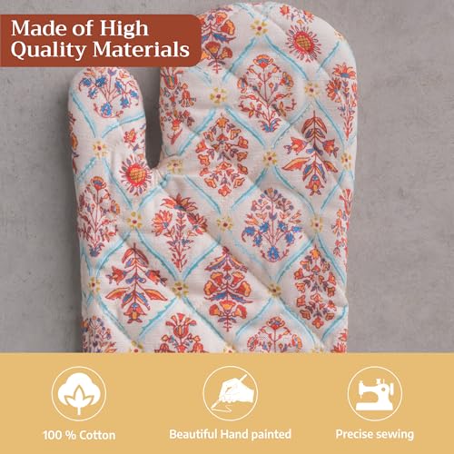Maison d'Hermine Oven Gloves 100% Cotton Oven Mitt (025 - Romane / 7.5" x 13" (Oven Mitt))