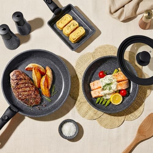 Pots and Pans Set Non Stick (Dark Gray / 17PCS-Big Size)