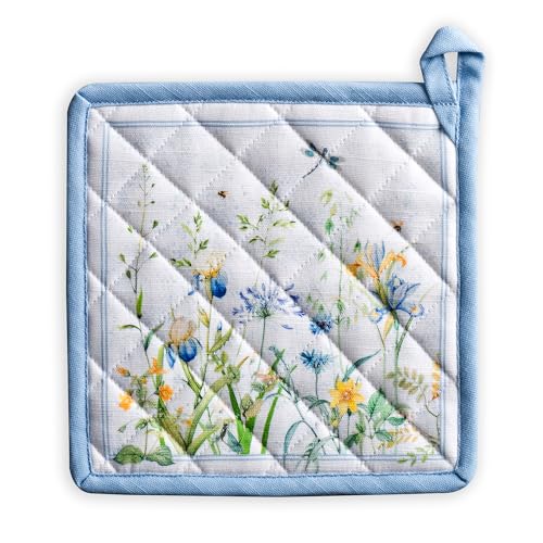 Pot Holders 100% Cotton Potholders (012 - Fleurs De Mai / 8" x 8" (Pot Holder Pack of 1))