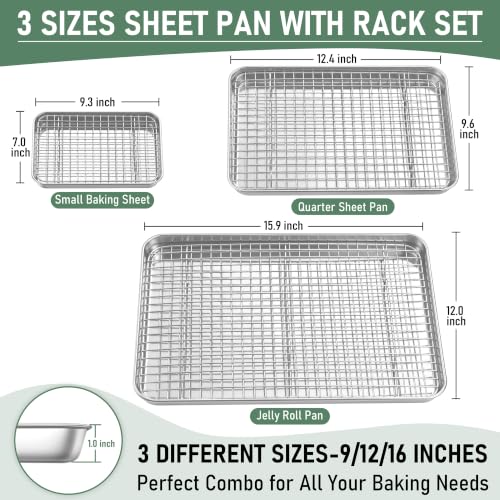 Baking Sheet with Wire Rack Set (16+12+9 Inch)