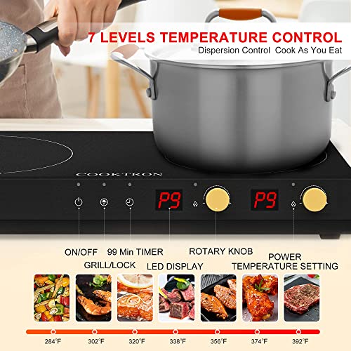 Portable Induction Cooktop 2 Burner with Griddle Pan (Double Induction Cooktop with Griddle Pan)