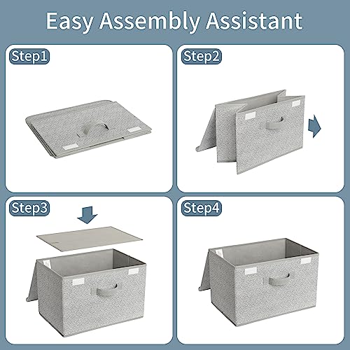 Storage Baskets with Lids (Ash Gray / Large-2 Pack)