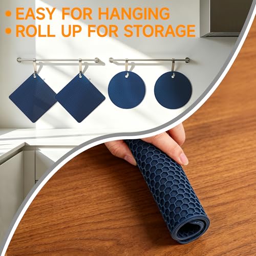 Trivets for Hot Dishes (Navy Blue: Square & Round)