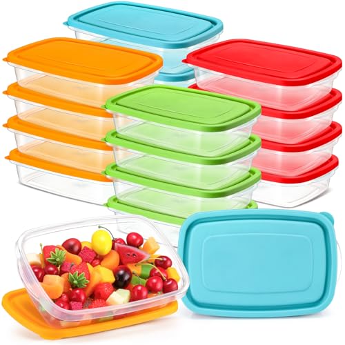 18 Pcs 33 oz Plastic Food Storage Containers with Lids (Multicolor)