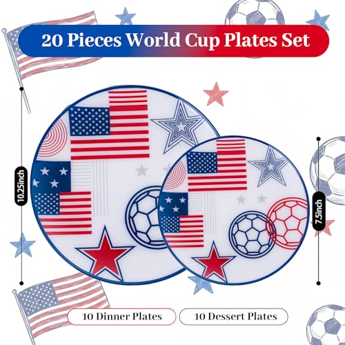 20 Red and Blue Plastic Soccer Plates (20 Pieces / Red and Blue)