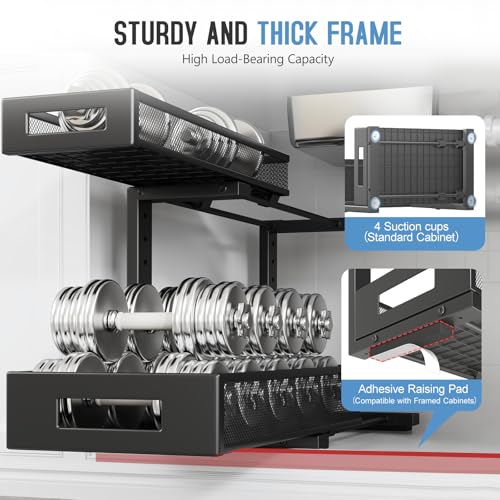 1 Pack 17IN Depth Under Sink Storage Organizer (Black / 1 Pack-17"Dx11.4"-16.14"H)
