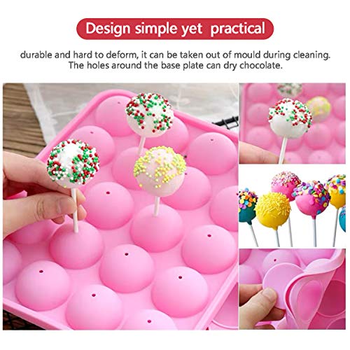 20 Cavity Silicone Cake Pop Mold Set With Lollipop Sticks (Cake pop)