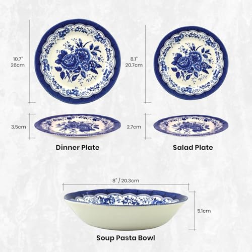 12 Piece Porcelain Dinnerware Set for 4 (12 / Victoria Blue)