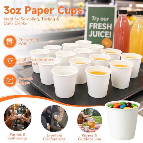 600 Pack 3 oz Bathroom Paper Cups for Mouthwash (White / 3 oz)