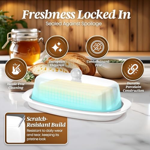 Standard Ceramic Butter Dish with Lid (White / Standard)