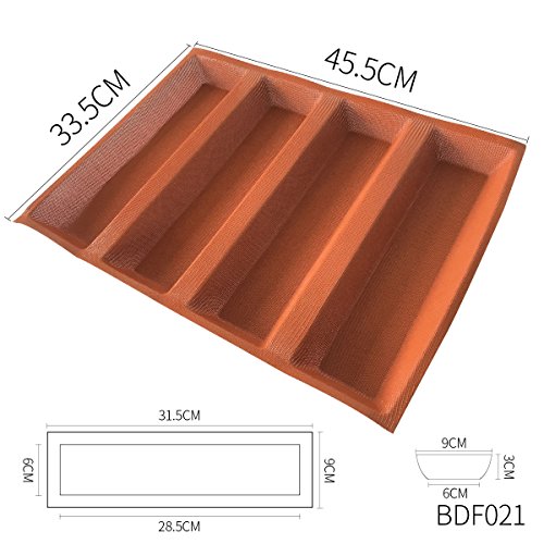 Silicone Bread Forms 12" Hot Dog Bread Molds Non Stick Silicone Coated Fiber Glass Bakery Trays Moulds (4 Caves 12" Hot Dog Shape)