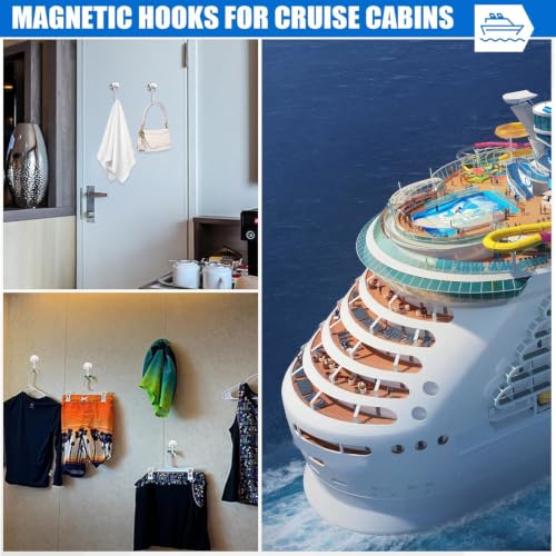 Magnetic Hooks Magnet Hook for Cruise Cabins Fridge 120LBS 8 Pack (Silver / 1.26in)
